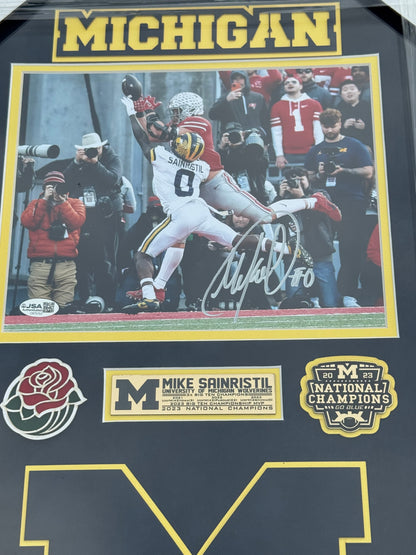 Mike Sainristil Custom Framed Autographed Photo