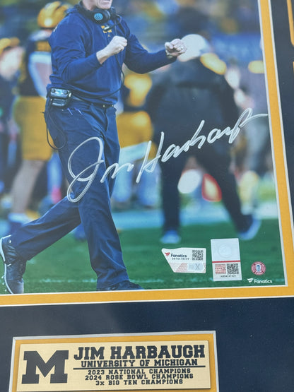 Jim Harbaugh Custom Framed Autographed Photo
