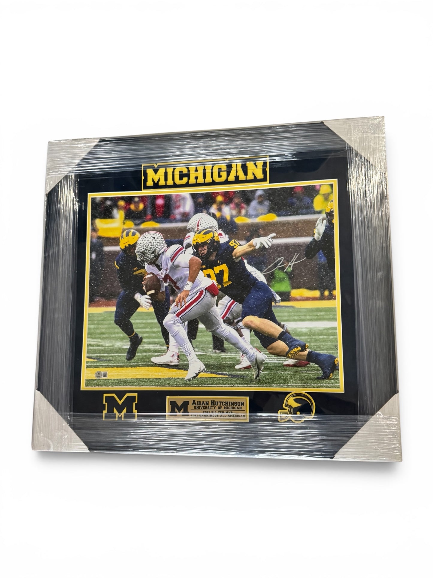 Aidan Hutchinson Custom Framed 16x20 'The Game' 21' Signed Photo