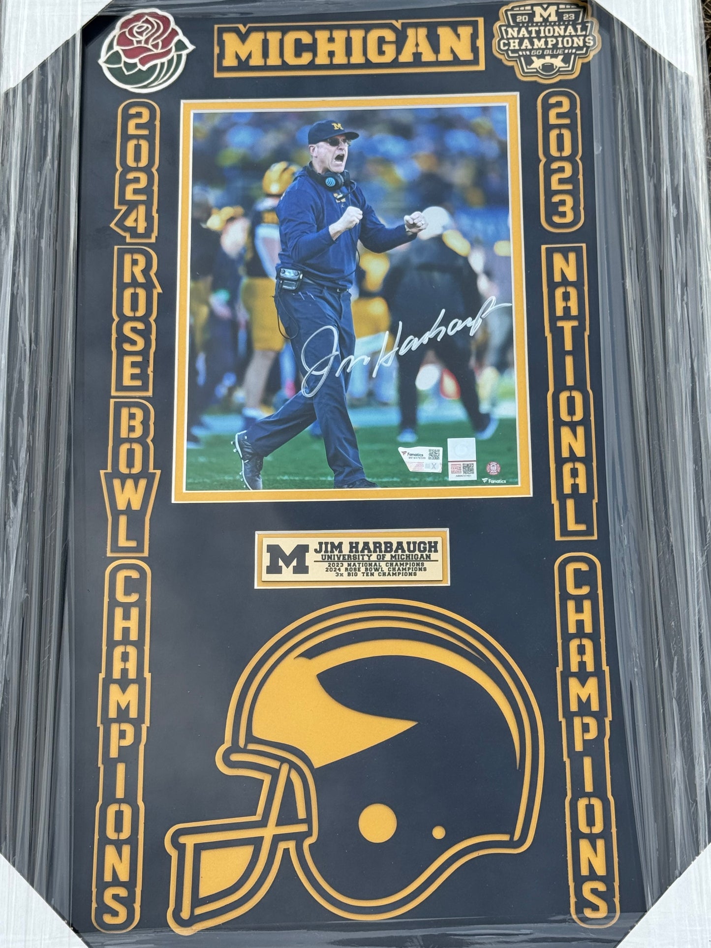 Jim Harbaugh Custom Framed Autographed Photo