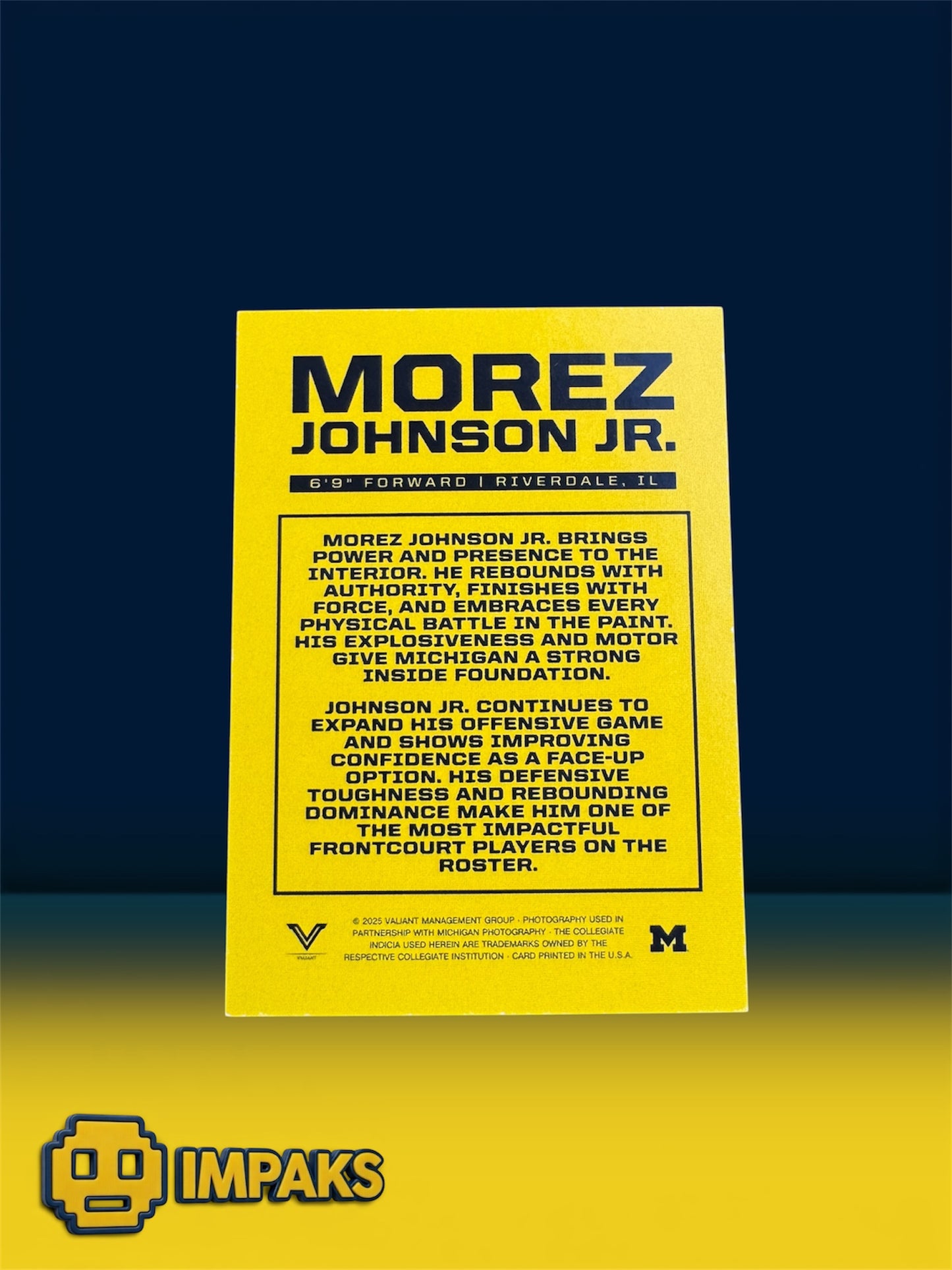 Morez Johnson JR Valiant Trading Card